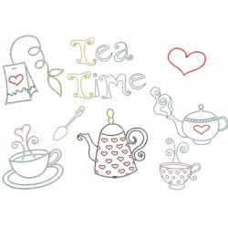 Stickserie - TEA PARTY Fransenappli Doodle